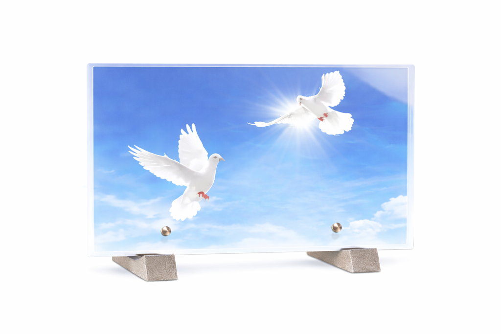 Plaque funéraire plexiglass rectangle Colombe