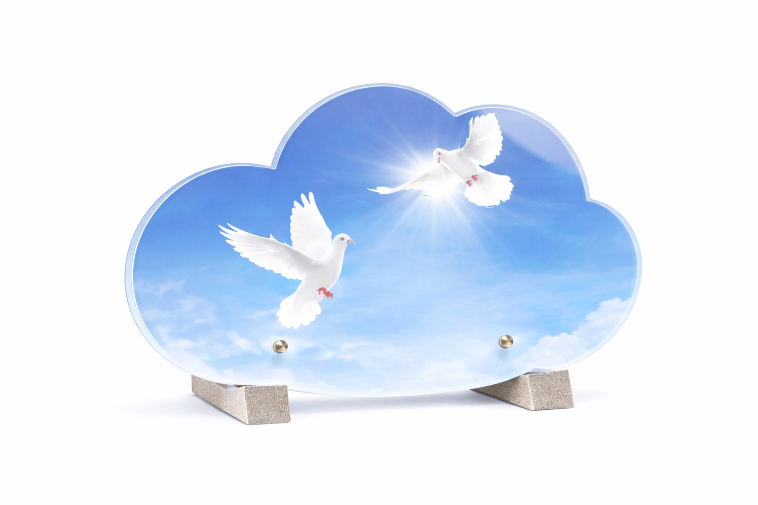 Plaque funéraire plexiglass nuage Colombe